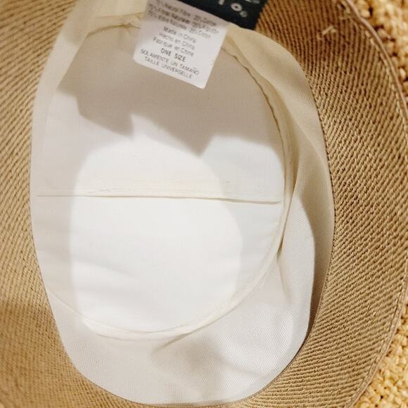 Scala Canvas & Straw Sun Hat Palm Tree Cream Tan One Size Beach Summer - Picture 5 of 10